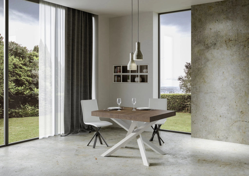 Tavolo Allungabile 130-234x90x77 cm Volantis Premium Noce Telaio Bianco