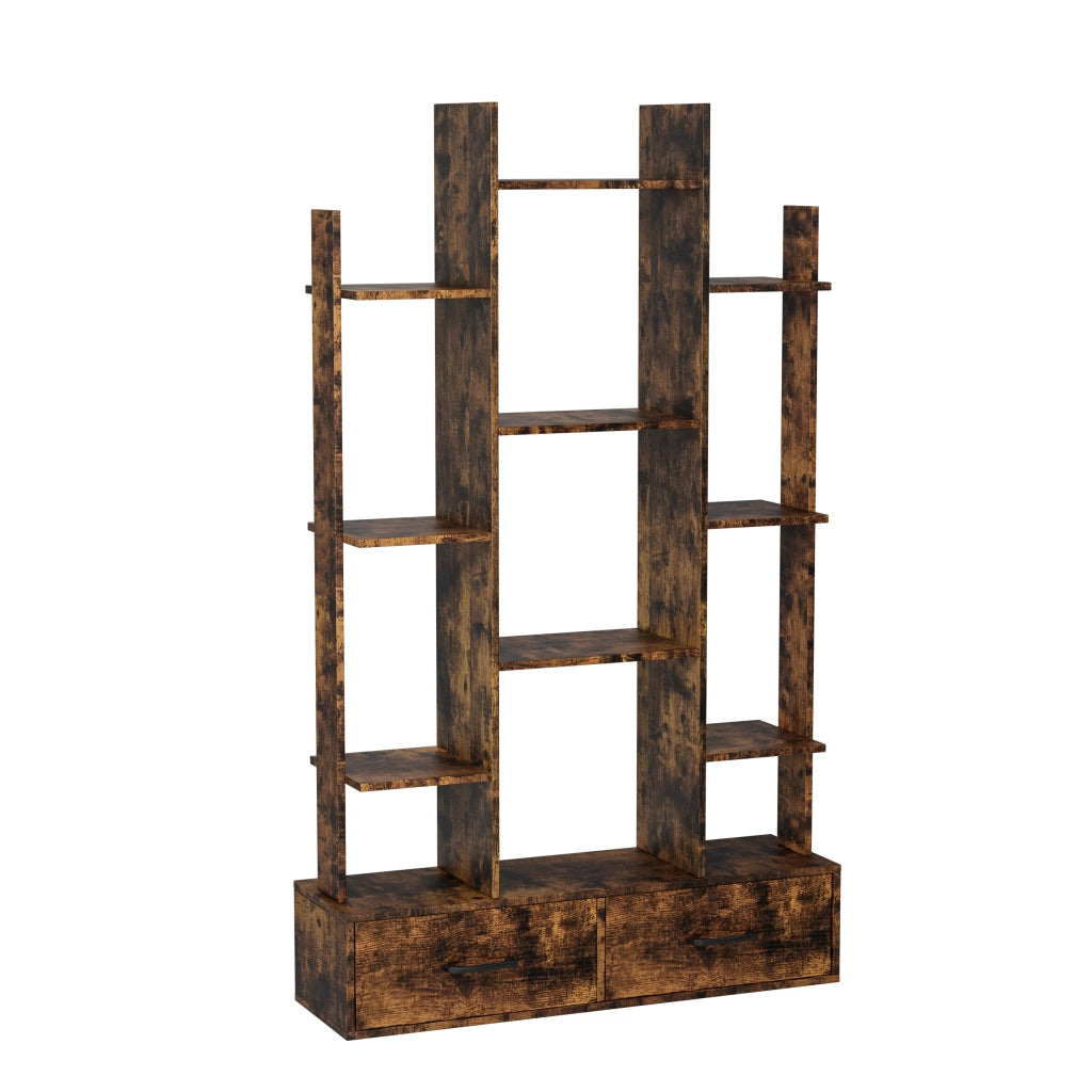 LIBRERIA con 2 cassetti 130,2x34,7x17,2 cm Marrone Metallo e Legno