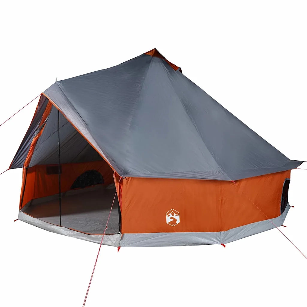 Tenda Familiare Tipi 12 Persone Grigia e Arancione Impermeabile