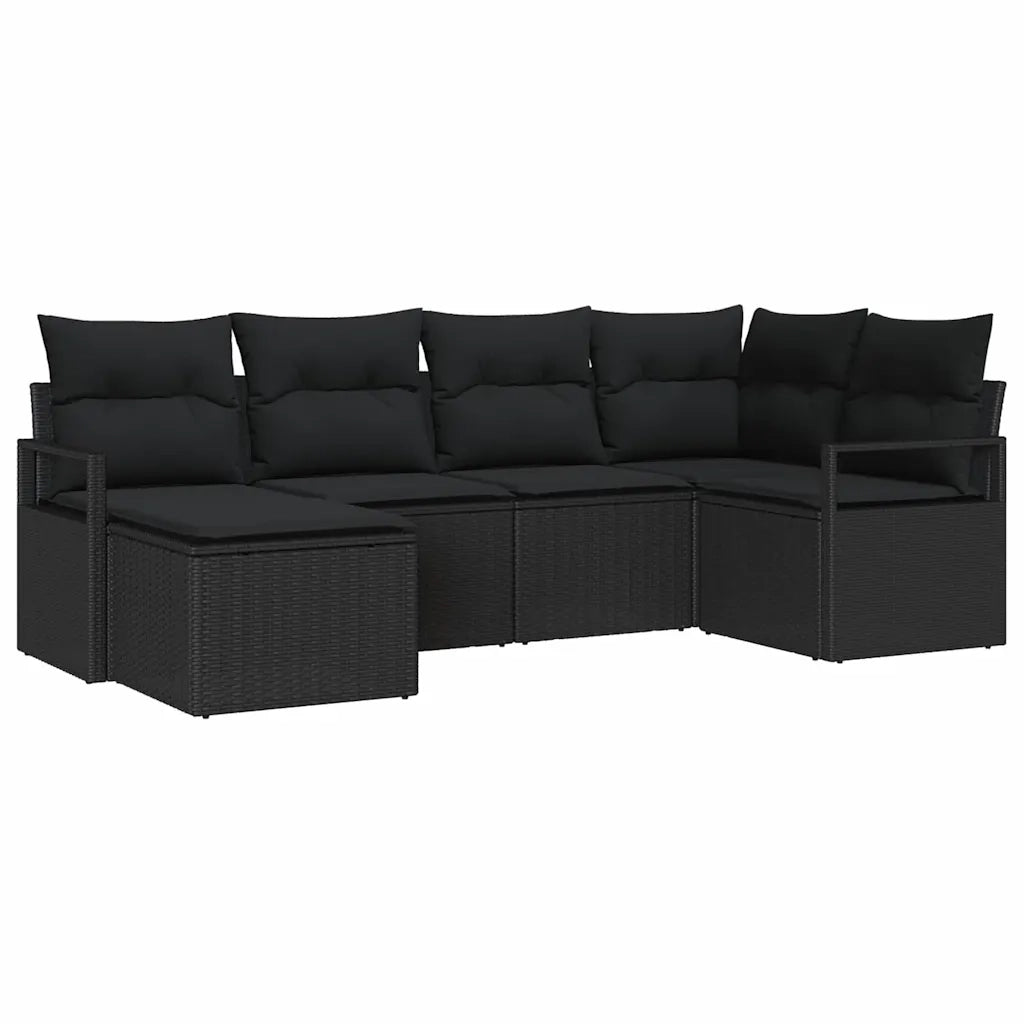 Set di divani con cuscino 6 pcs Nero polyrattan 3355122