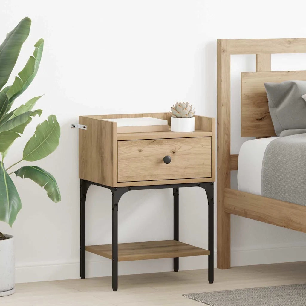 Comodino con cassetto 2 pz-Set di 2 Tavolino da notte Rovere artigianale 40 x 29 x 60 cm