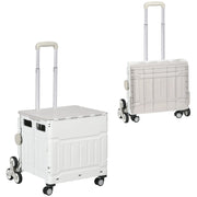 Carrello per Spesa Pieghevole con RuoteSaliscale in Alluminio Bianco