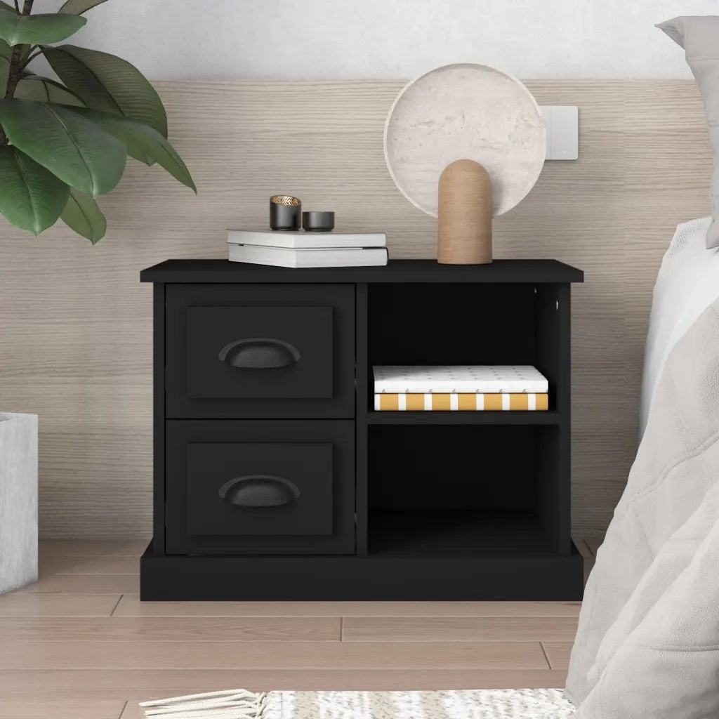 Comodino | Armadio da Notte | Mobiletto da notte Nero 60x35,5x45 cm