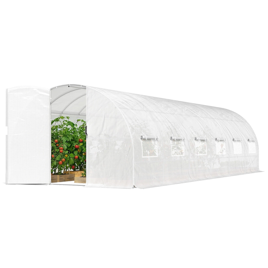 Serra tunnel giardino 24m2 con porte e finestre ¨C zephmum ¨C 295x798x199 cm bianco