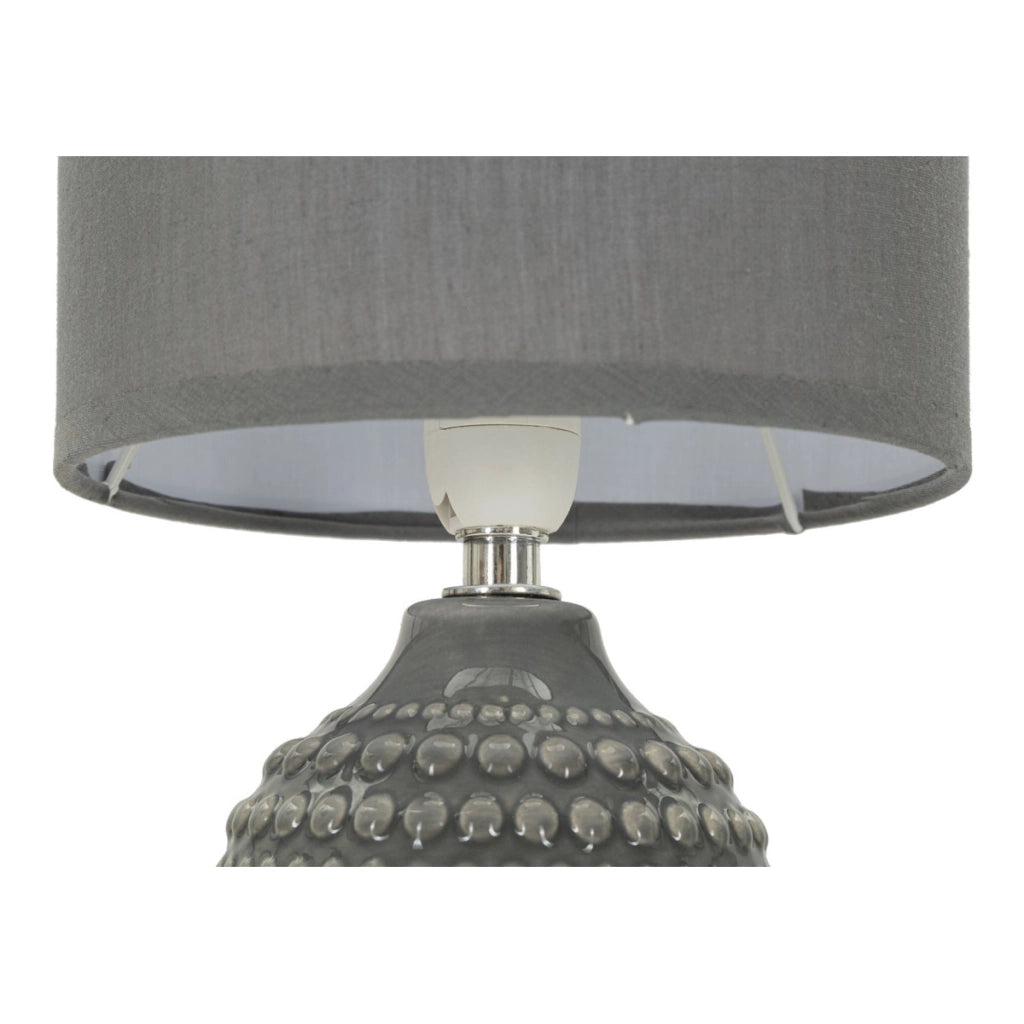 Lampada da Tavolo VKH94, Grigio, Ceramica, 15x15x30,5 cm