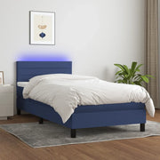 Letto a Molle con Materasso e LED-Struttura Letto con Materasso Blu 80x200 cm in Tessuto 119680