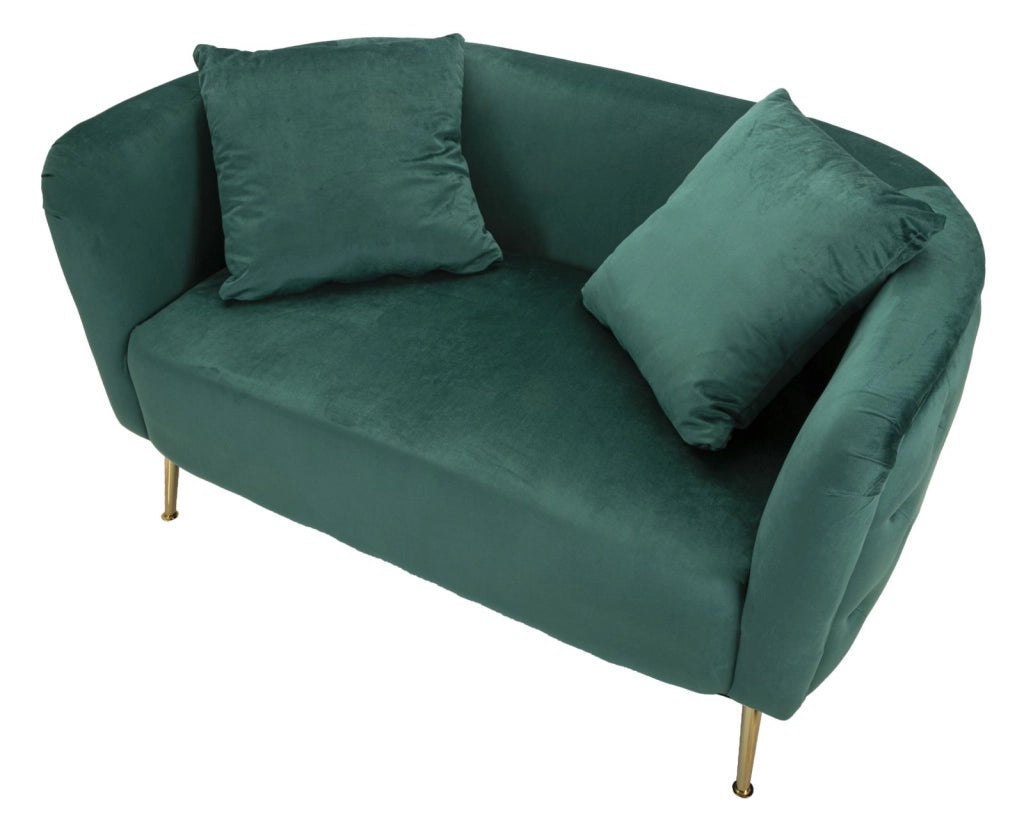 Divano 2 posti in metallo e tessuto dorato e verde cm 127x74x73