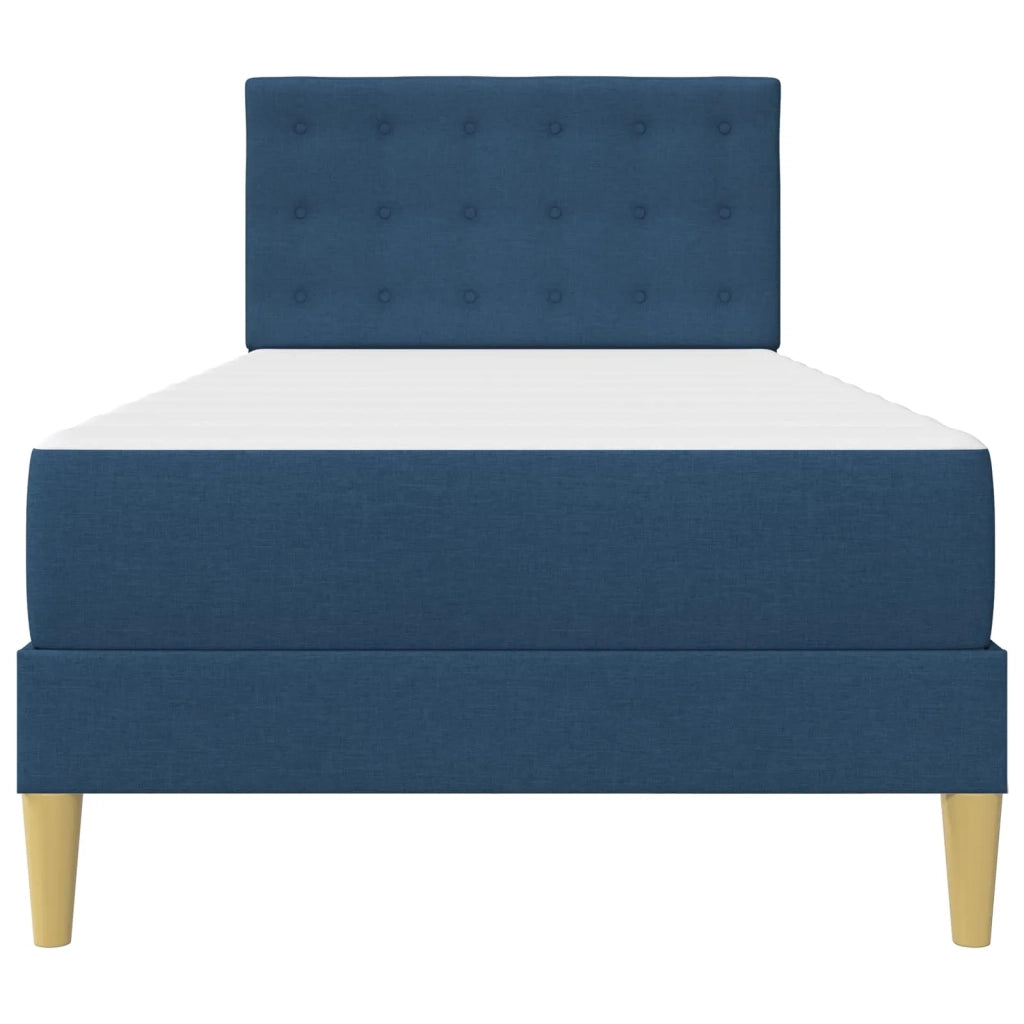 Letto singolo | Letto per adulti | Struttura letto con materasso Blu 90 x 190 cm Tessuto