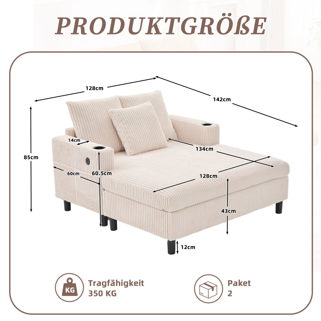 Poltrona letto comoda - Zephmum - Con porta-bicchieri, USB e luce LED