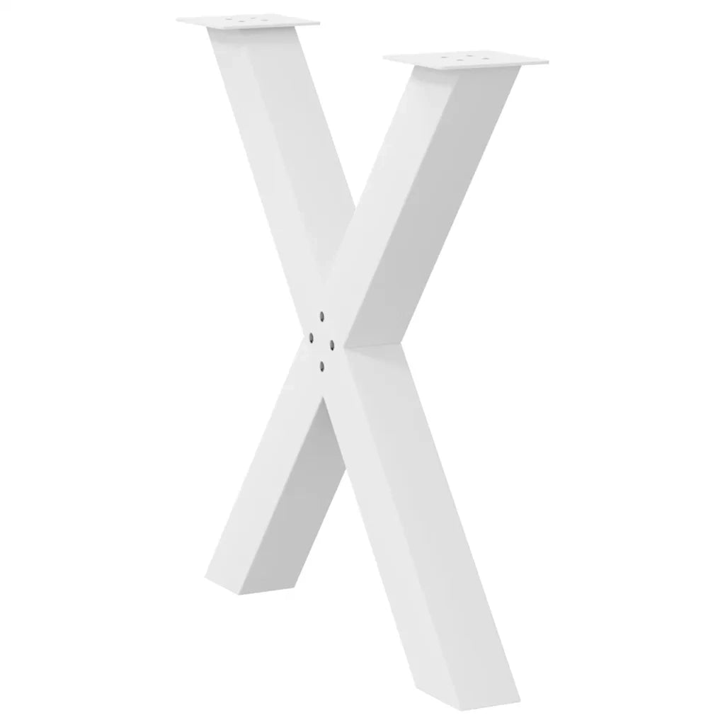 Gambe per tavolo da pranzo a forma di X 3 pz bianche 70x(72-73) cm in acciaio 4012989