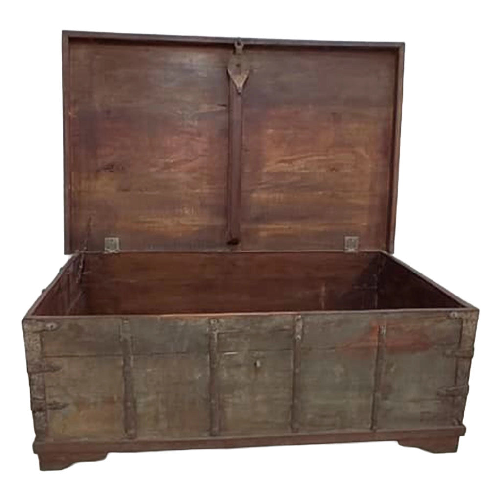 Mesa baúl de madera acabado artigianale marrone 123x77x45h cm
