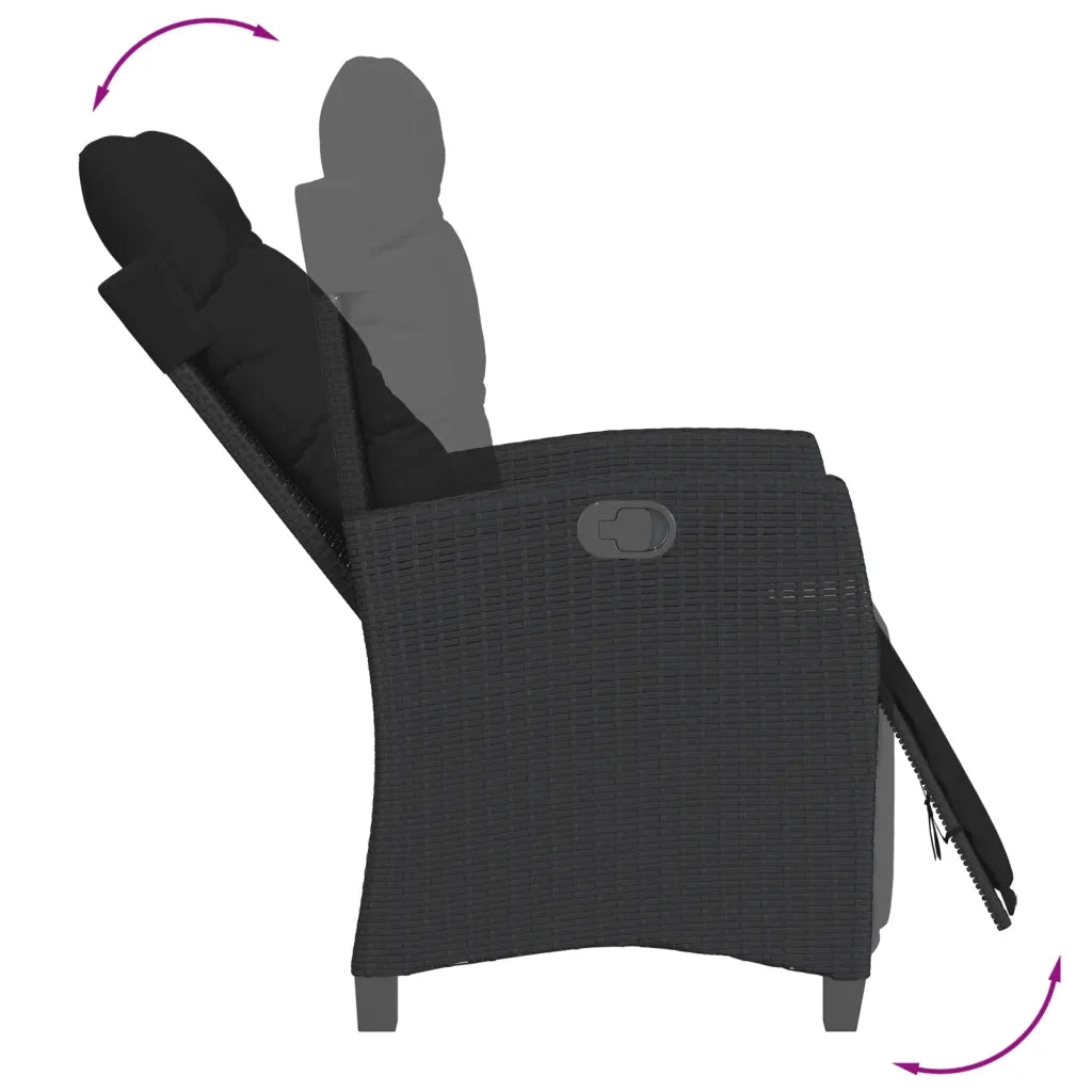 Set da Pranzo da Giardino 7 pz Nero con Cuscini in Polyrattan 3212909