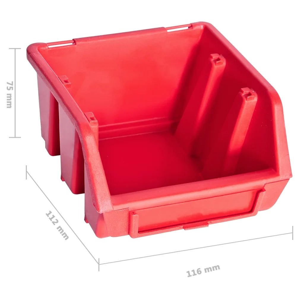 Kit Contenitori 96 pz con Pannelli a Parete Rosso e Nero 150806