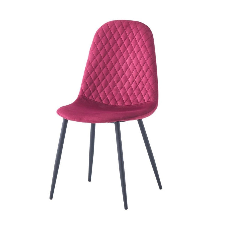 Sedia imbottita Bretta in vellutino colore rosso e gambe nere set 4 pezzi