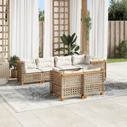 Set Divani da Giardino 7 pz con Cuscini Beige in Polyrattan 3261886