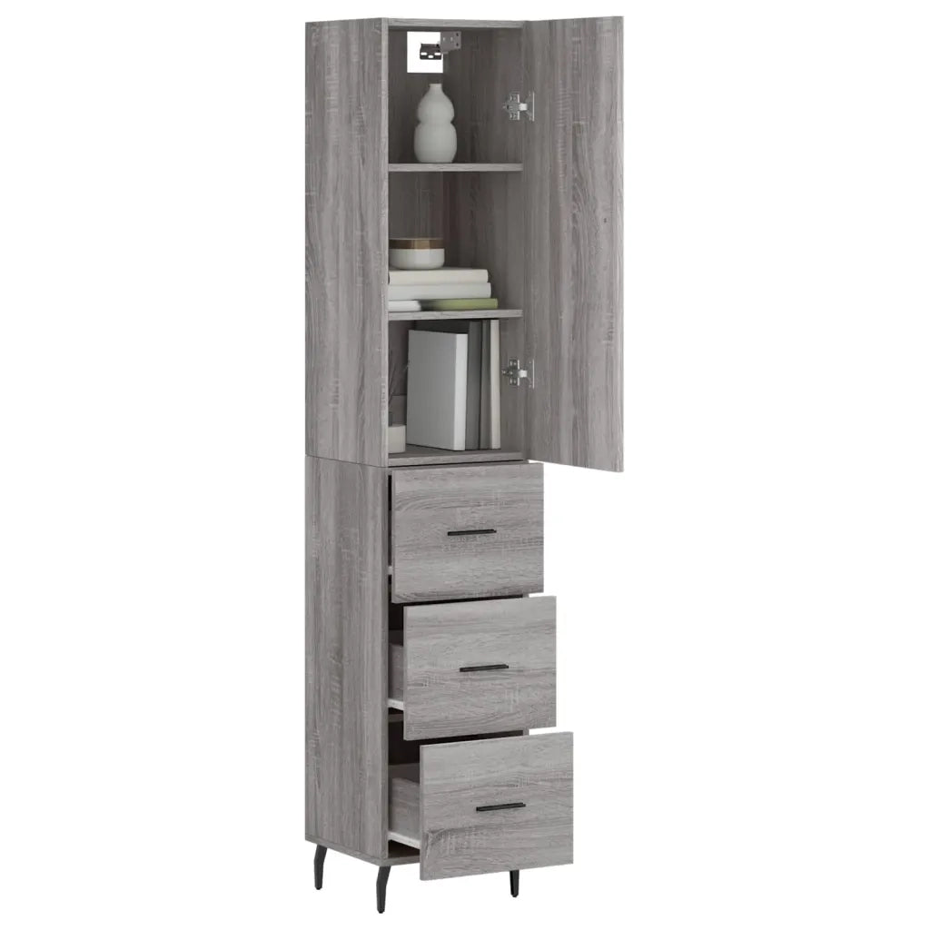 Credenza-Buffet-Armadio da cucina Grigio Sonoma 34,5x34x180 cm in Legno Multistrato 624293