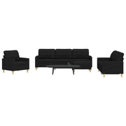 Set di Divani 4 pz con Poggiapiedi Nero in Tessuto