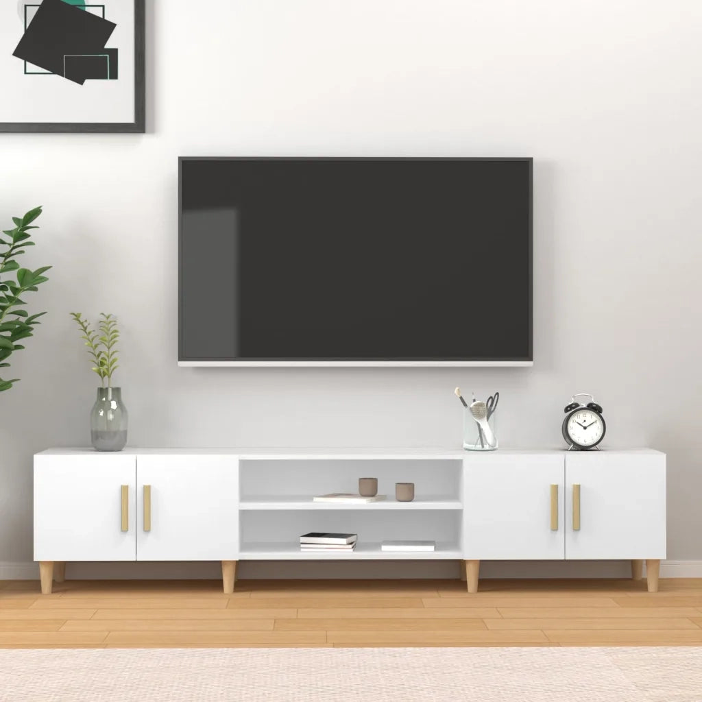 Mobile TV Bianco 180x31,5x40 cm in Legno Massello di Argilla 816256