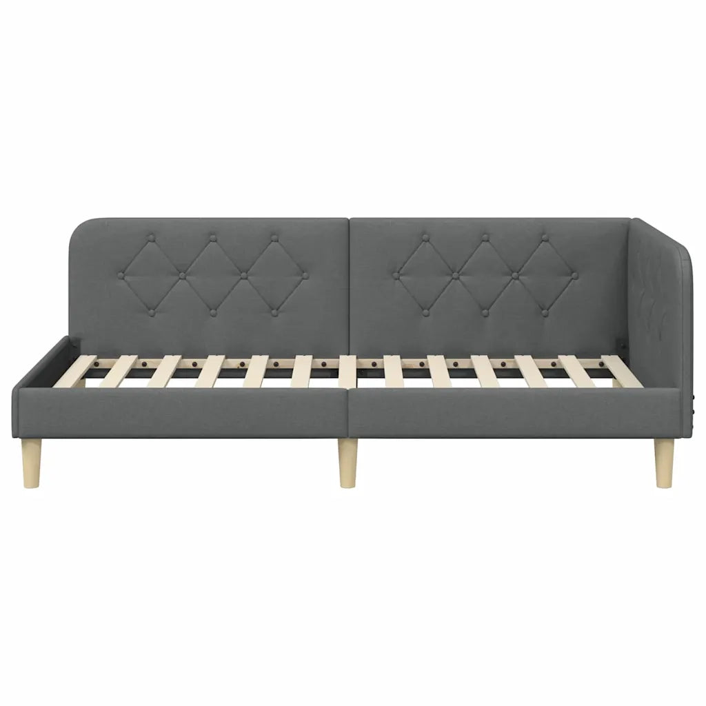 Cornice del letto ad angolo Grigio scuro 90 x 200 cm Tessuto 42016570