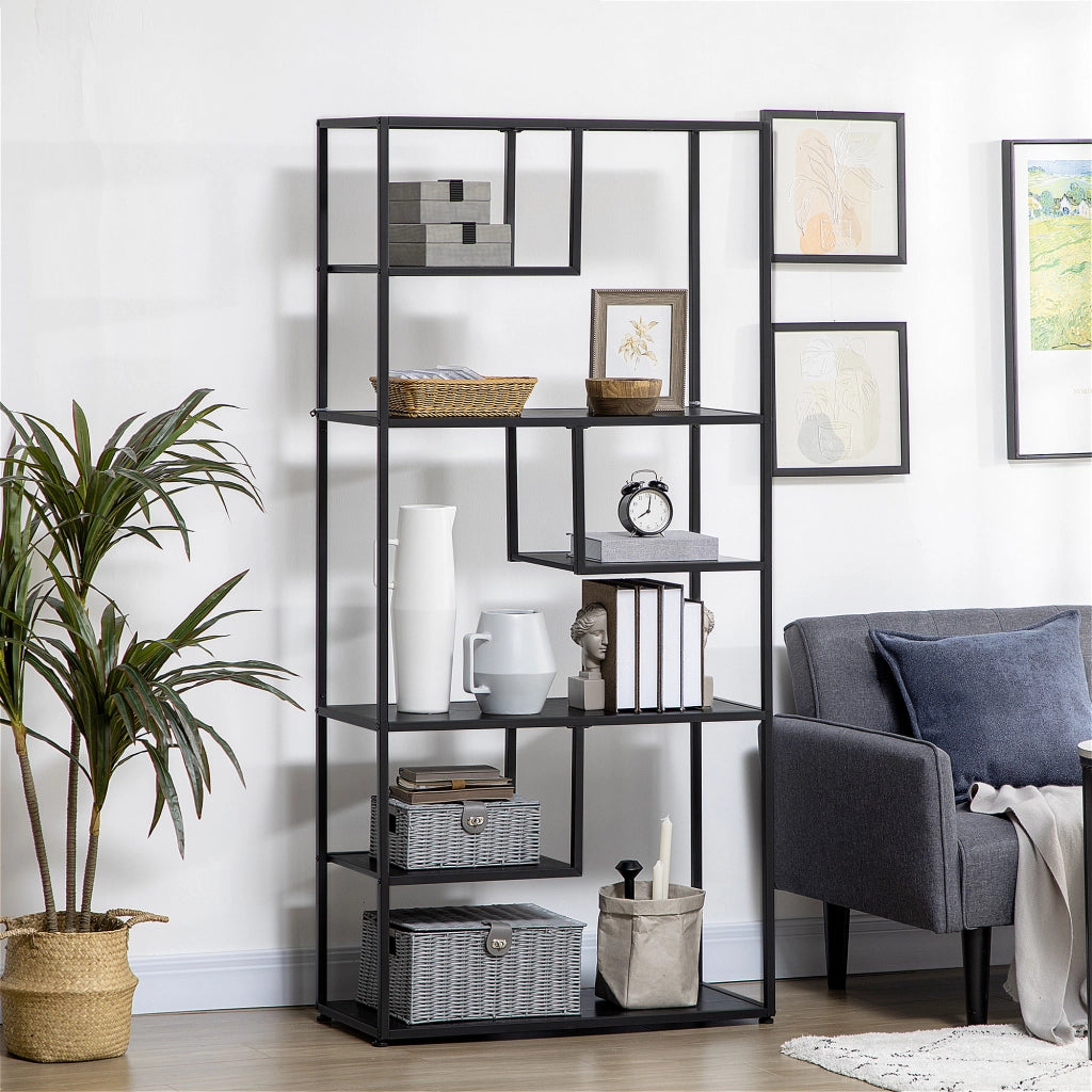 Libreria scaffale 7 livelli in metallo stile industriale ¨C Minimal ¨C 83x34x180 cm nero