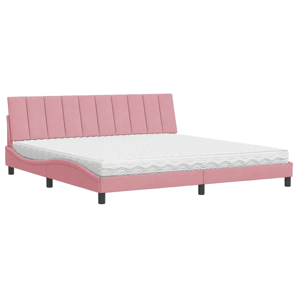 Letto con Materasso Hanko Rosa 200x200 cm in Velluto 3208621