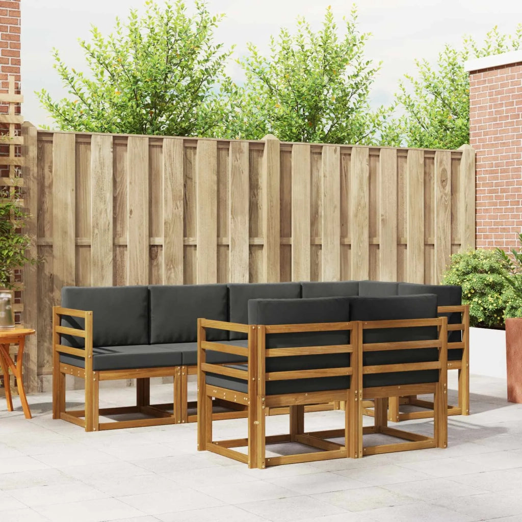 Set di divani da esterno con cuscino 7 pcs Naturale e Antracite 3366520