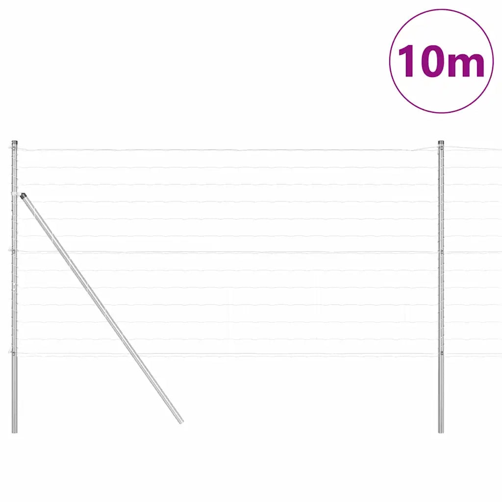 Recinzione con Posto Argento 1 x 10 m Acciaio e PVC 3350486