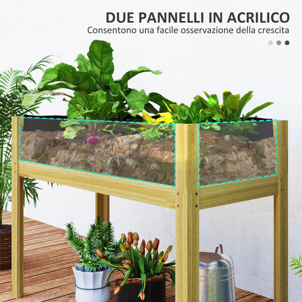 Fioriera Rialzata in Legno di Abete con Fori Drenaggio ¨C Zephmum ¨C 110x50x80 cm