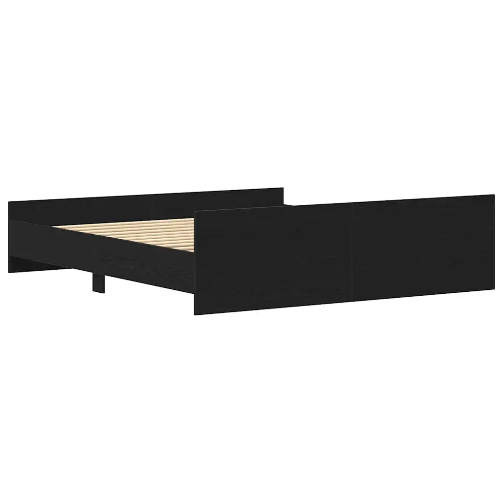 Letto matrimoniale | Letto per adulti | Struttura letto senza materasso in rovere nero 180x200 cm in legno composito