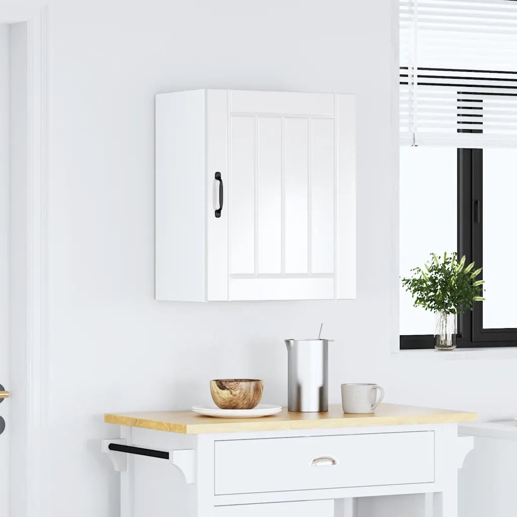 Pensile da Cucina-Mobile Cucina da Parete Lucca Bianco Lucido in Legno Multistrato 866530