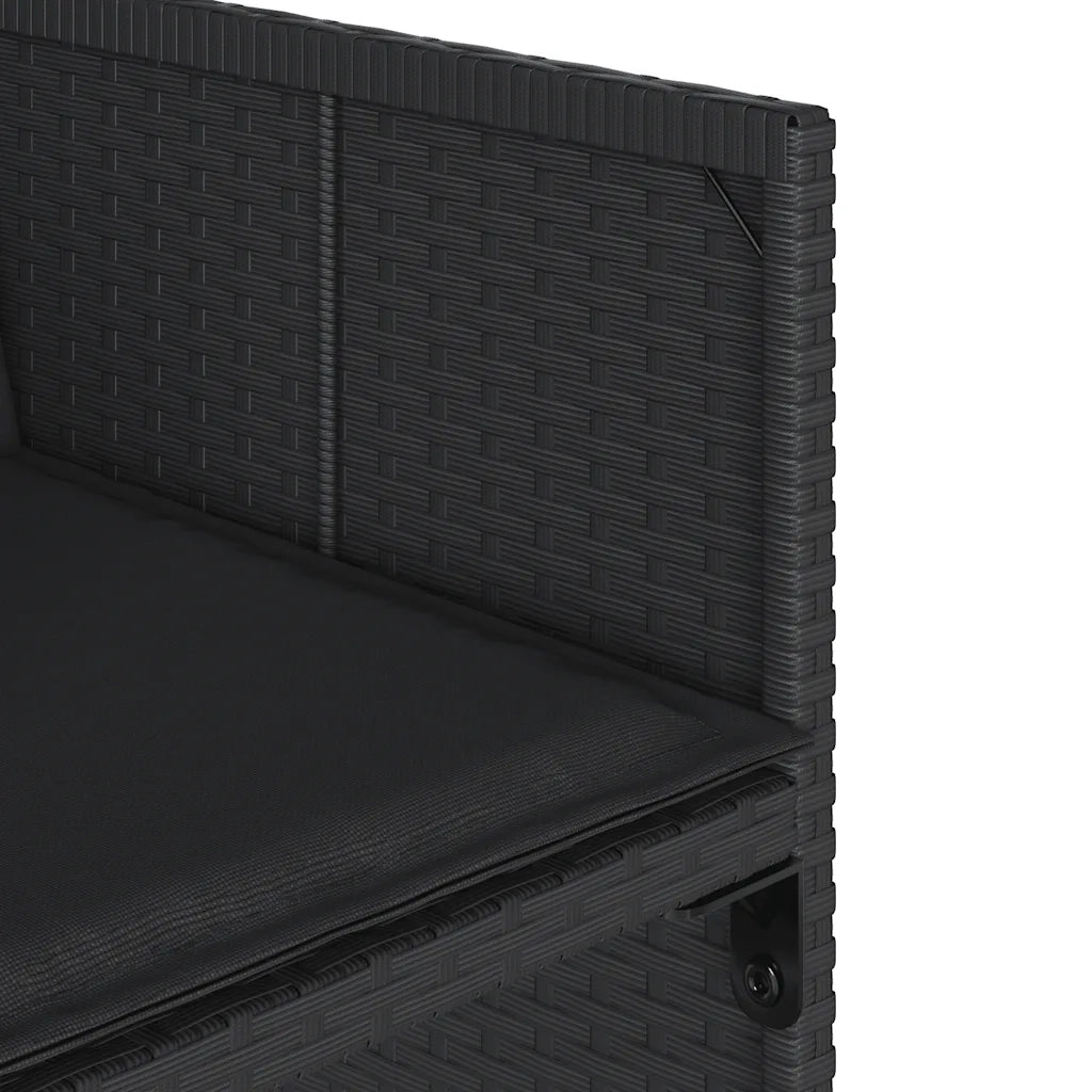 Set da Pranzo da Giardino 15 pz con Cuscini Nero in Polyrattan 3211231