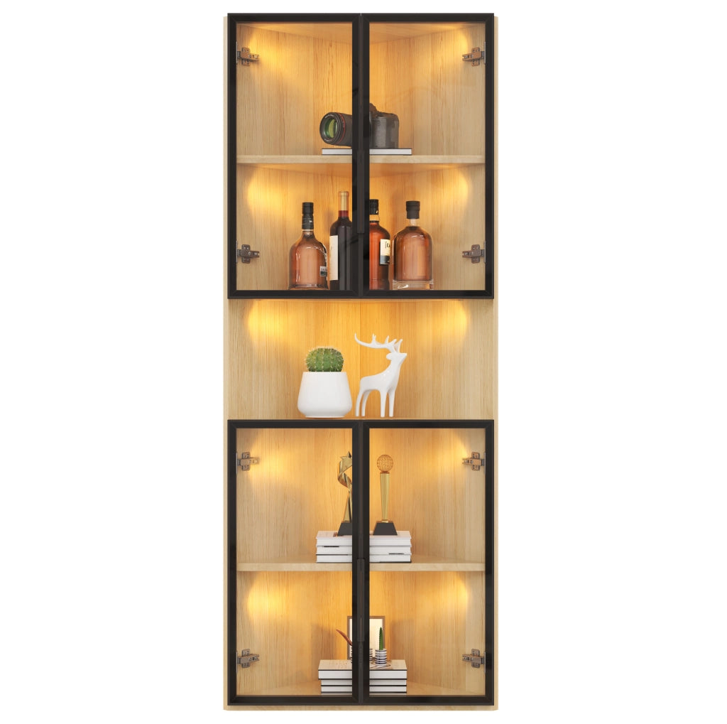 Vetrina angolare con illuminazione LED e chiusura soft-close in MDF rovere