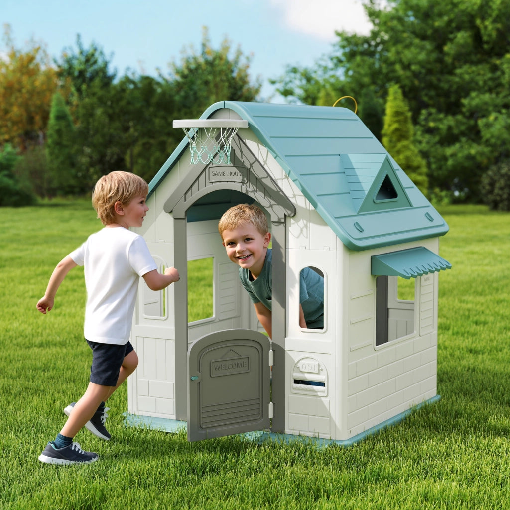 Casetta per Bambini con Gioco Basket ¨C zephmum ¨C 132x118x124 cm