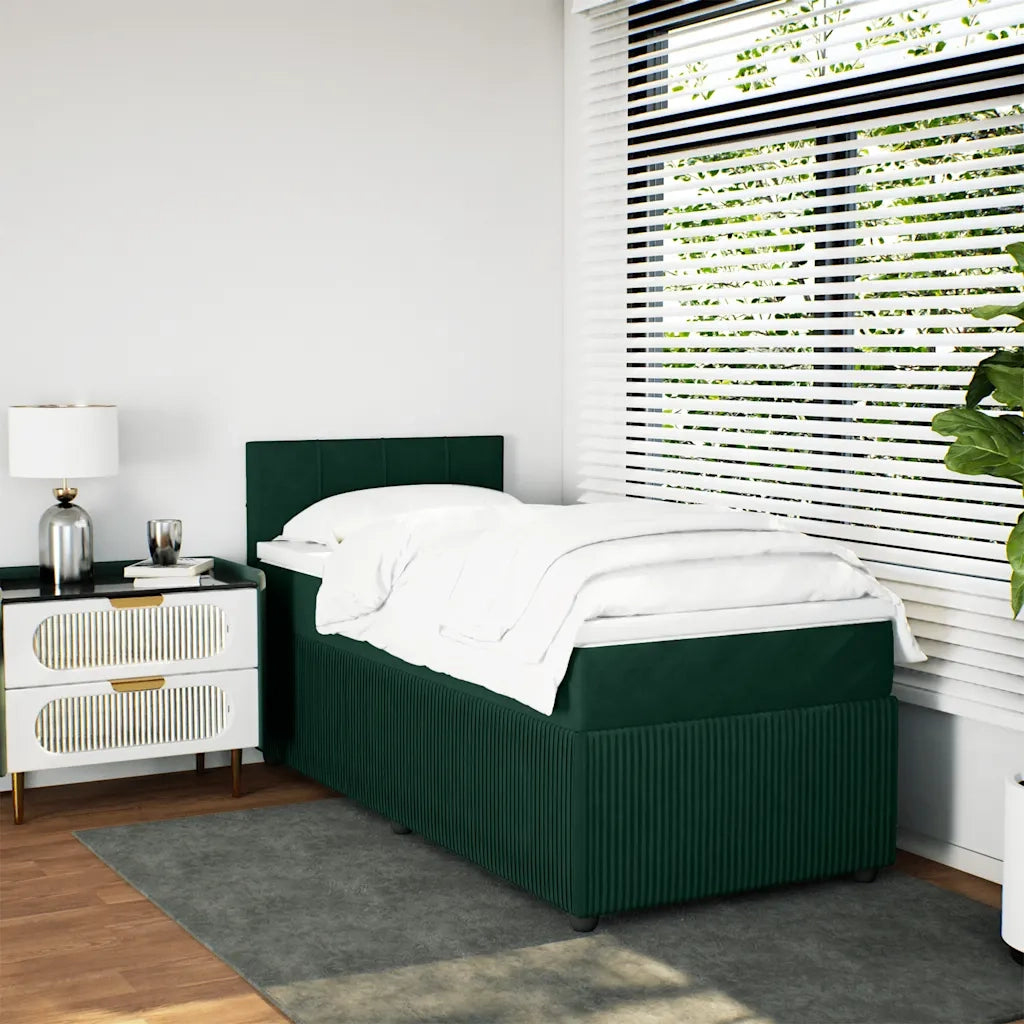 Giroletto a Molle con Materasso Verde Scuro 80x200 cm Velluto