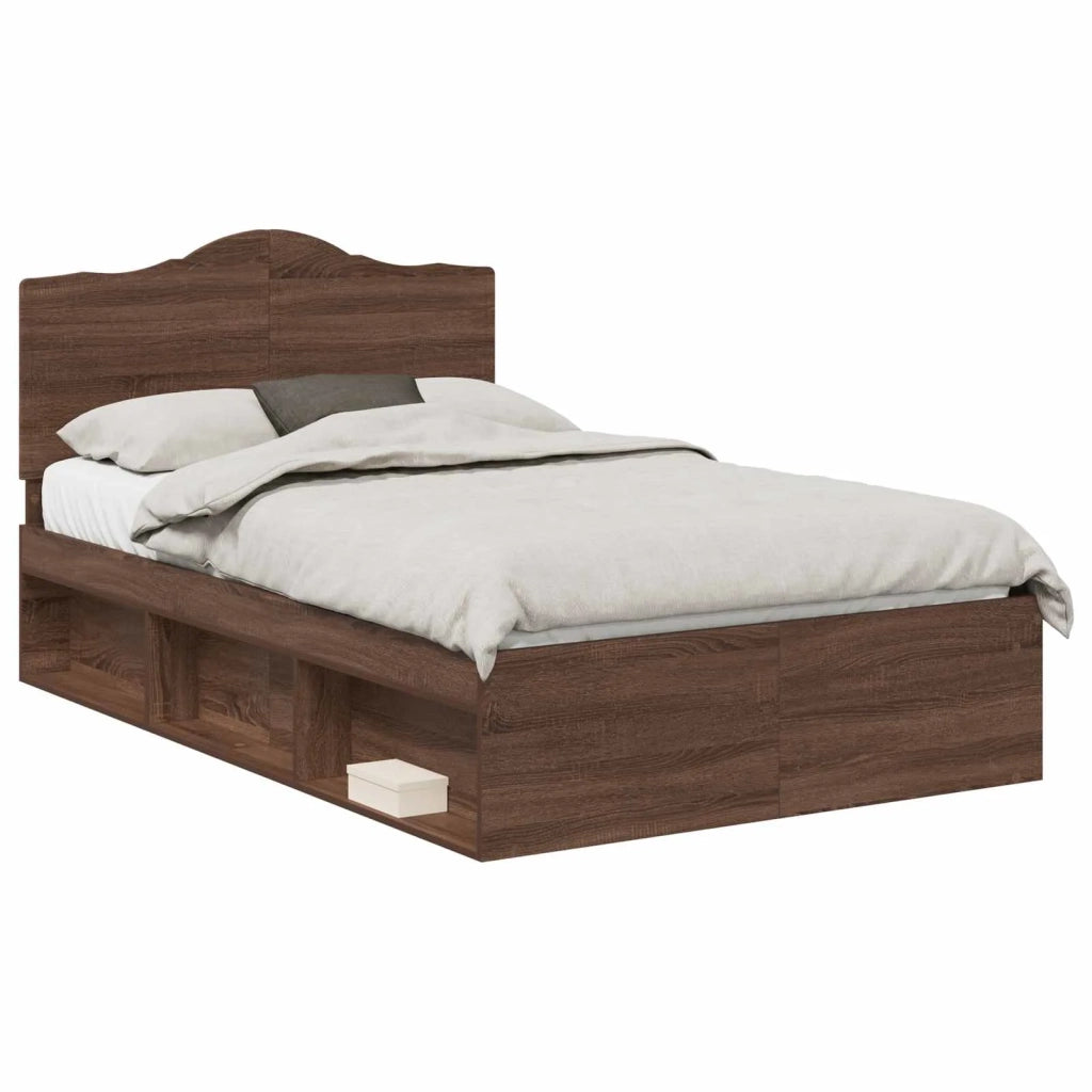 Letto matrimoniale | Letto per adulti | Struttura del letto Rovere Marrone 120 x 190 cm Pino massello