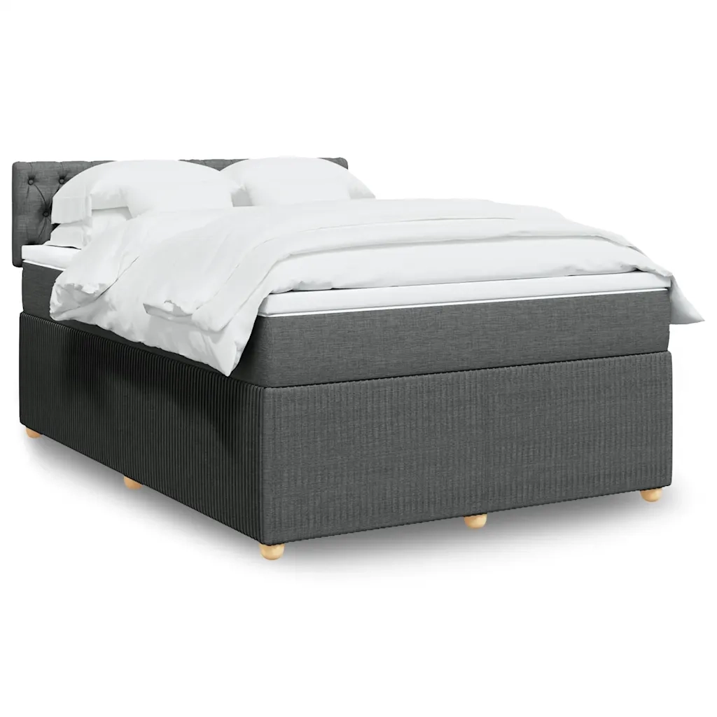 Giroletto a Molle con Materasso Grigio Scuro 140x190 cm Tessuto