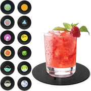 Set di 12 sottopiani per piatti, sottopiani LED per vetro, diverse sottopiani per bicchieri per decorazione musicale, sottopiani per bevande come regalo musicale, sottopiani per bar, caffè, casa, per feste, per ufficio