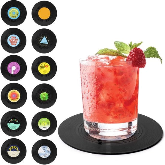 Set di 12 sottopiani per piatti, sottopiani LED per vetro, diverse sottopiani per bicchieri per decorazione musicale, sottopiani per bevande come regalo musicale, sottopiani per bar, caffè, casa, per feste, per ufficio