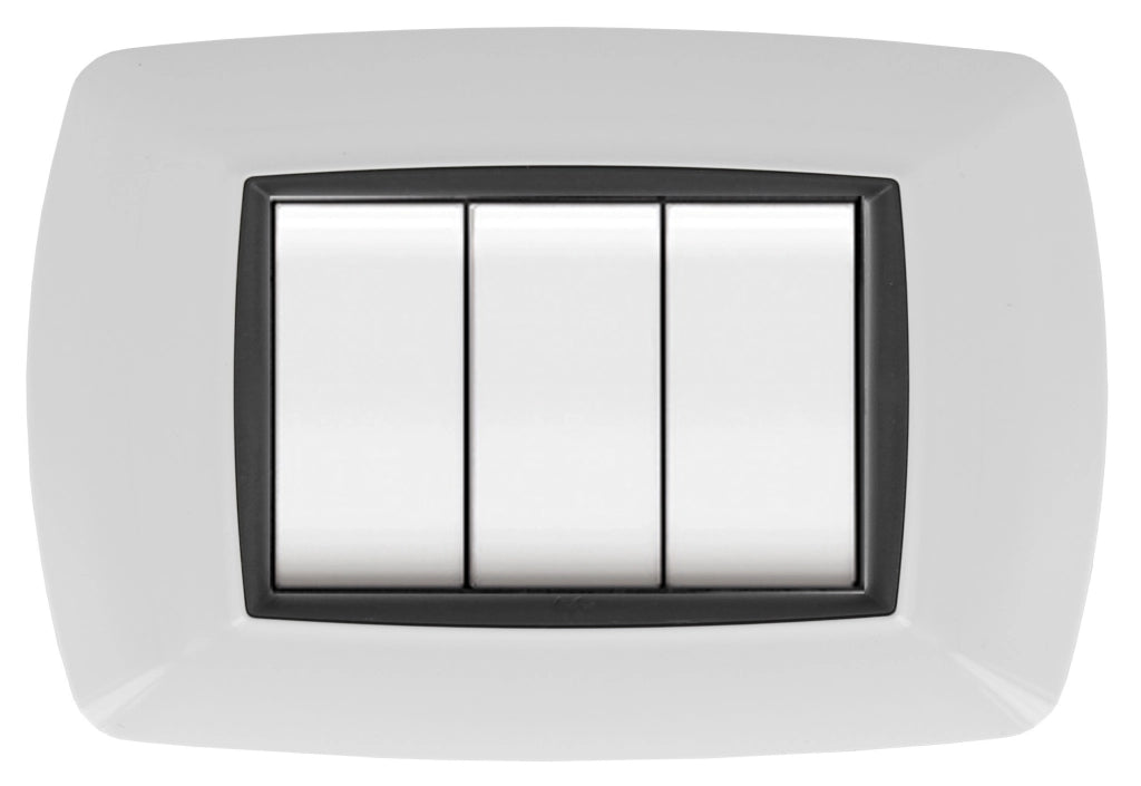 PLACCA LIFE LIVING PLAST BIANCO 3P CORNICE NERO- ELETTROCANALI- 10,0 pz