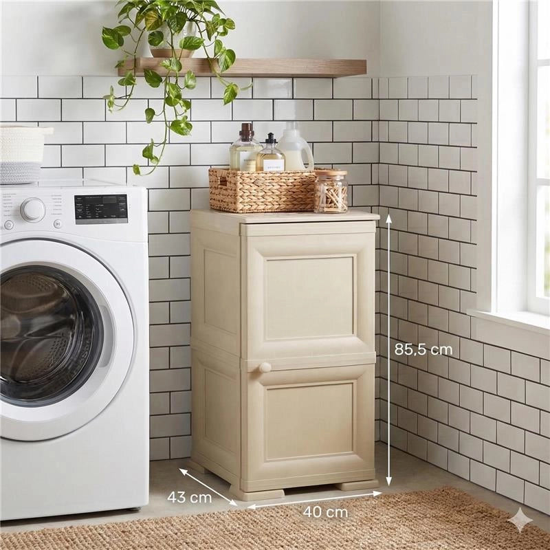 MOBILE BAGNO SALVASPAZIO 2 ANTE IN PLASTICA ANGORA 40X43X85,5 CM – ARMADIETTO CONTENITORE CON RIPIANO INTERNO PER ASCIUGAMANI, CARTA IGIENICA E ORGANIZZAZIONE BAGNO