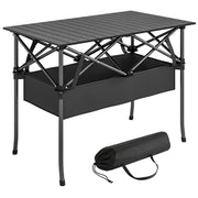 Tavolo Pieghevole da Camping ¨C zephmum ¨C Nero Aluminio 93x55x68 cm