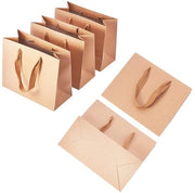 Sacchettoni quadrati di cartone rigido - Bustine di regalo con cordoncino in nylon - 22x18x10cm - Confezione festiva - Adatto per regali - Esposizione naturale.