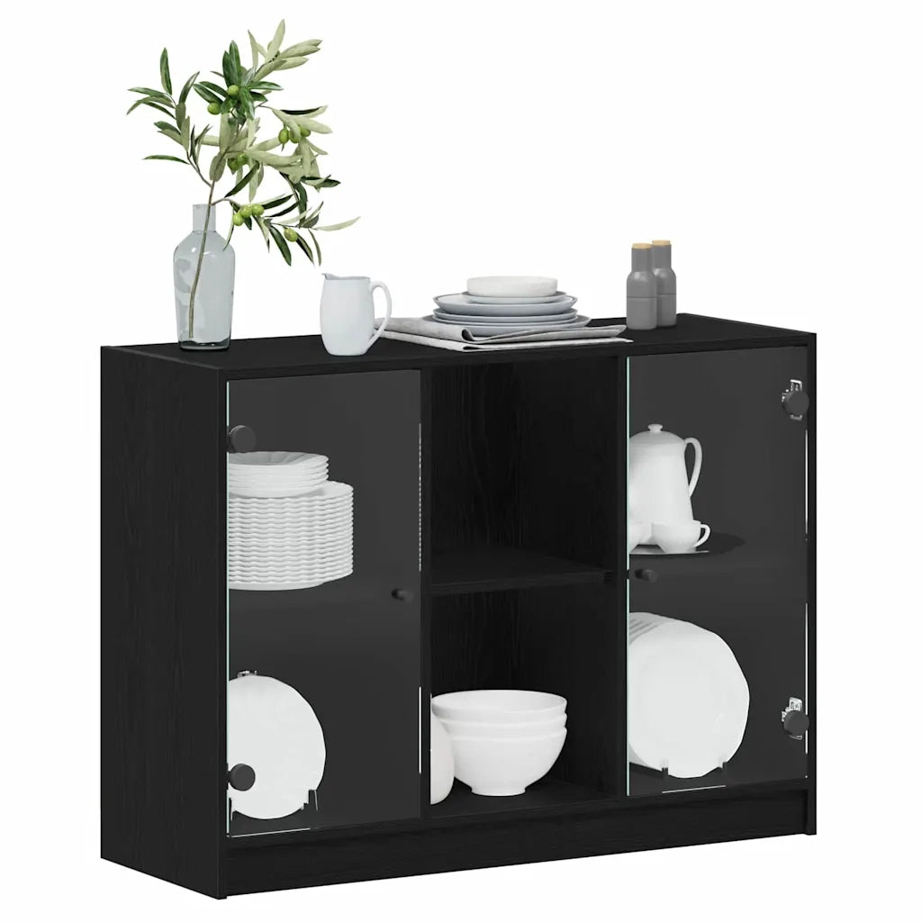 Credenza | Madia | Buffet da pranzo | Armadio da pranzo Rovere Nero 100 x 37 x 75.5 cm