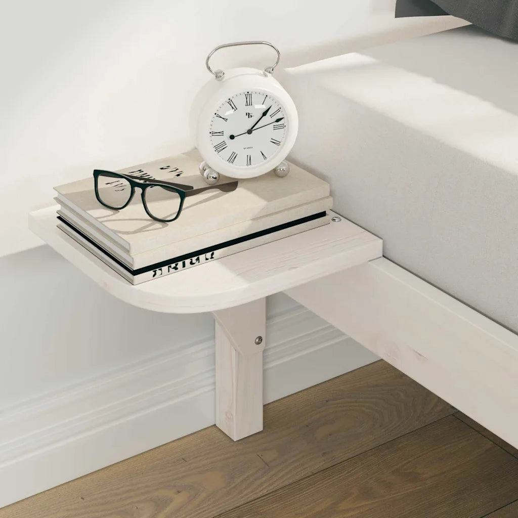 Letto con Tavolini Laterali Bianco 180 x 220 cm Pino massello 873254