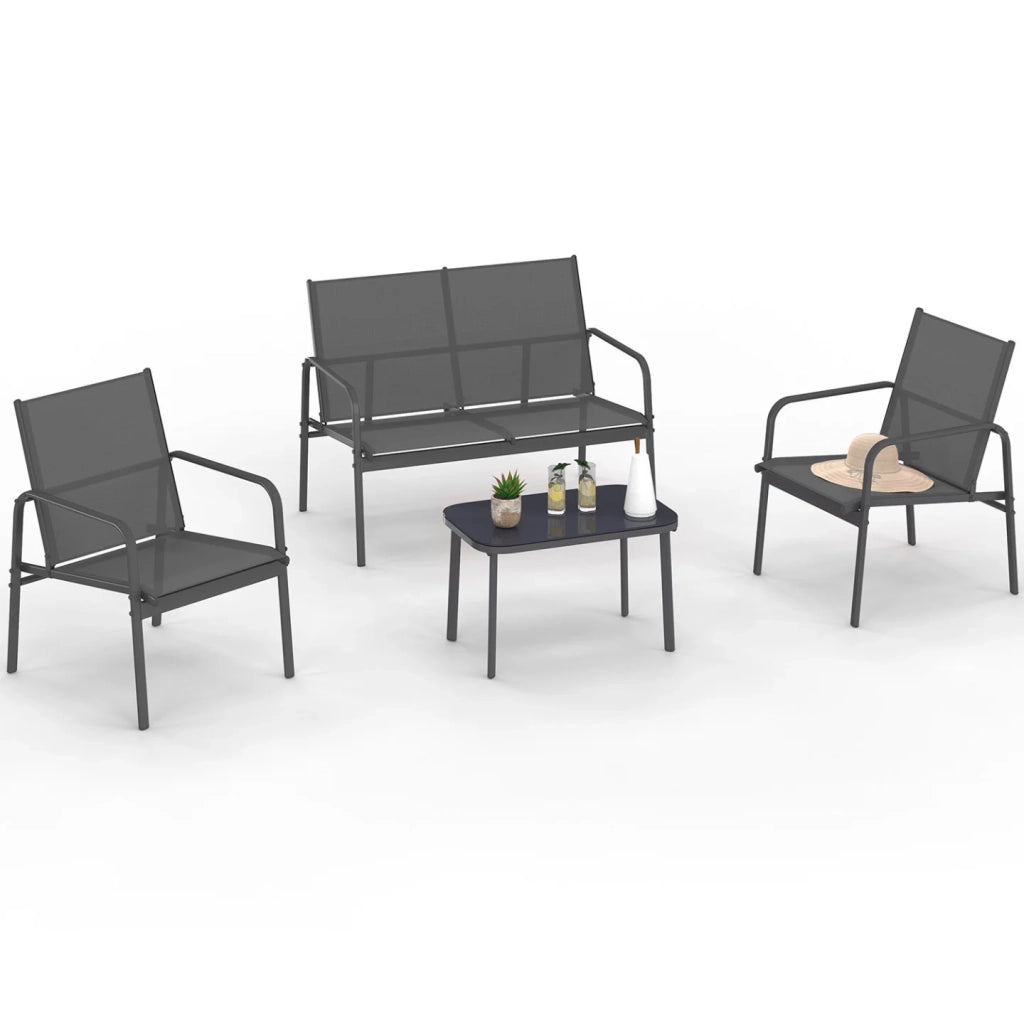 IDMarket - Set di mobili da giardino TOLEDE basso a 4 posti con divano, poltrone e tavolo grigio antracite