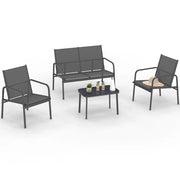 IDMarket - Set di mobili da giardino TOLEDE basso a 4 posti con divano, poltrone e tavolo grigio antracite