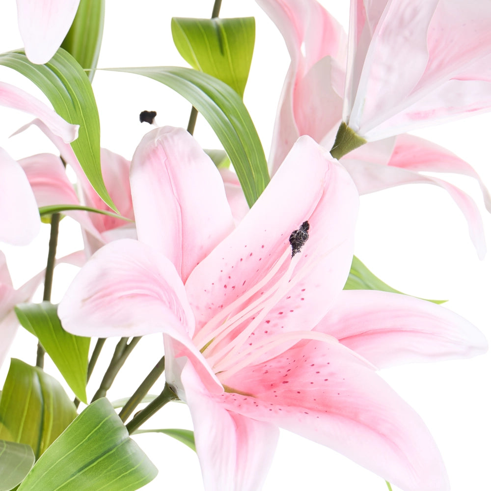 Pianta artificiale in vaso, materiale sintetico rosa, 85 cm con fiori, accessorio decorativo per interni, realizzata a mano