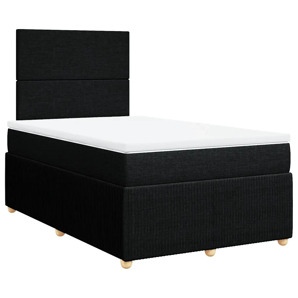 Giroletto a Molle con Materasso Nero 120x200 cm in Tessuto