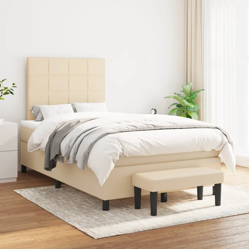 Giroletto a Molle con Materasso Crema 120x190 cm in Tessuto 3270360
