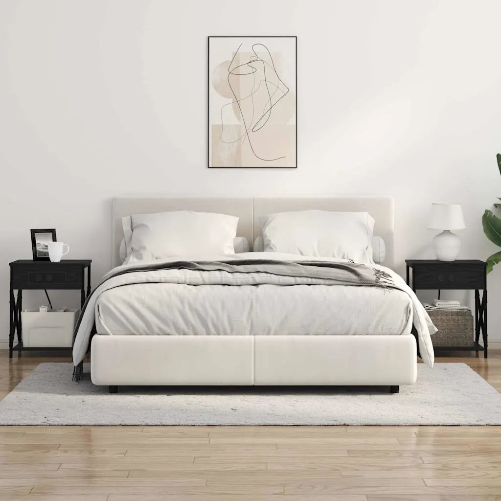 Comodino | Armadio da Notte | Mobiletto da notte Rovere Nero 41 x 31 x 51 cm Legno multistrato